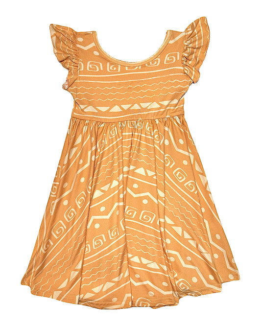 Tangerine Aztec Empire Dress