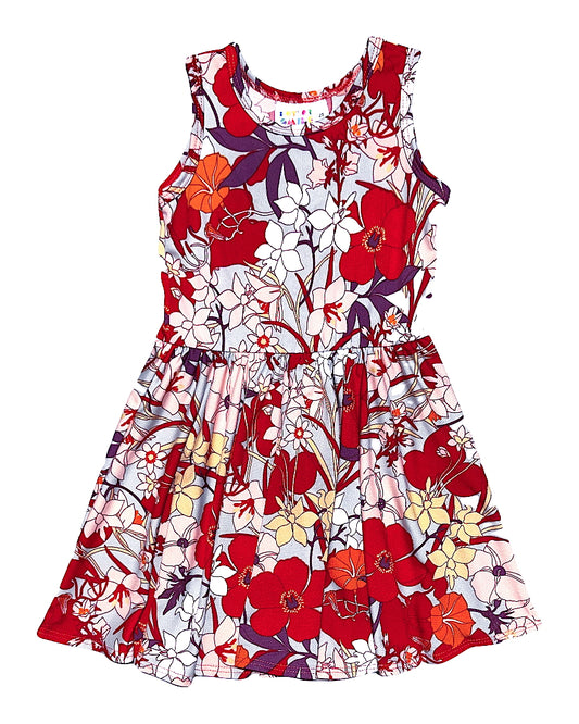 Orange Flowers Bouquet Tank Dress