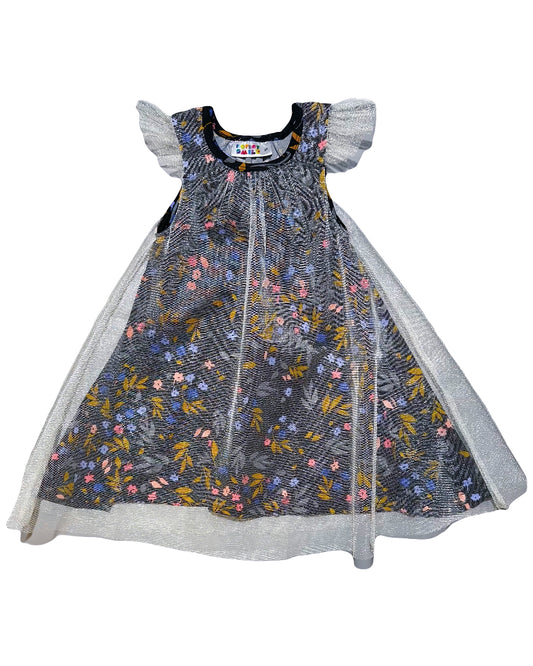 Midnight Bloom Glitter Mesh Swing Dress