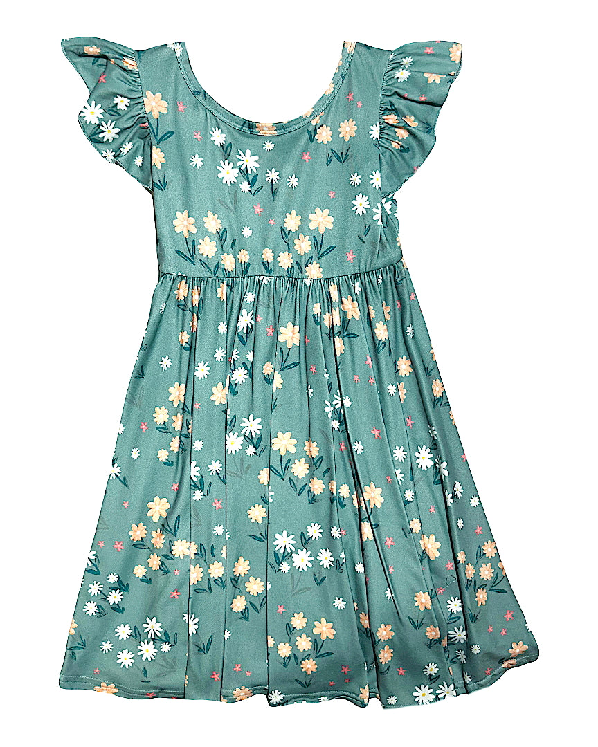 Green Daisy Empire Dress