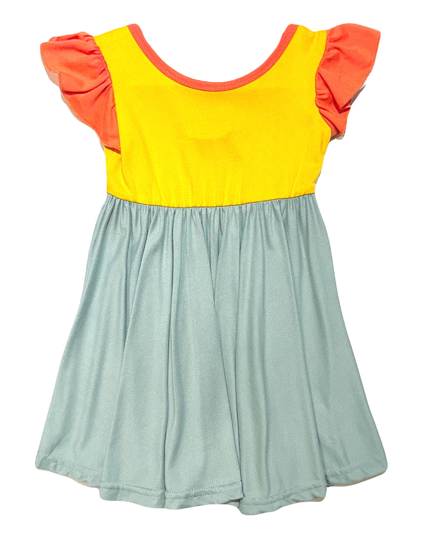 Mustard  Camellia Surf Empire Dress