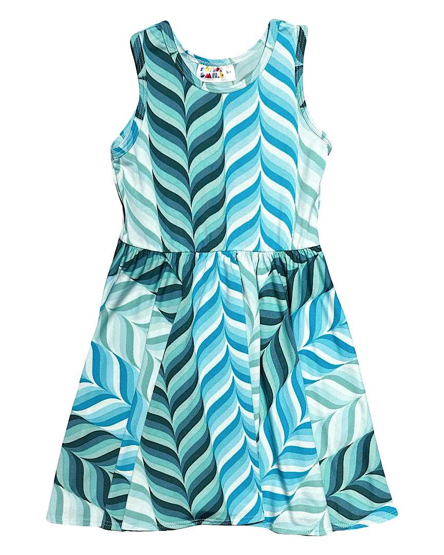Teal Waves Tank Dress
