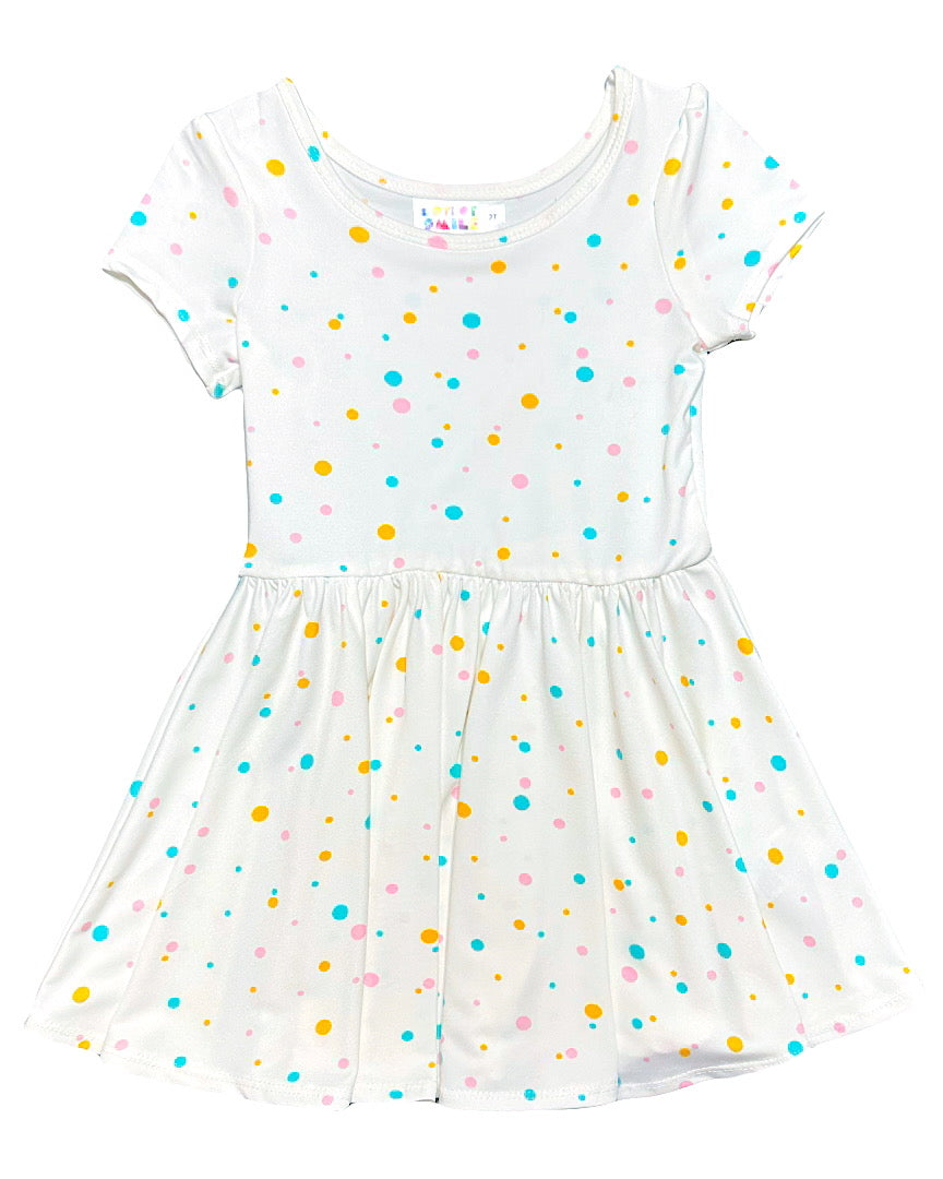 Pink & Turquoise Dots Cap Dress