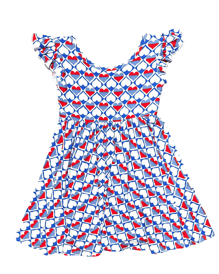 RWB Hearts Empire Dress ❤️🤍💙