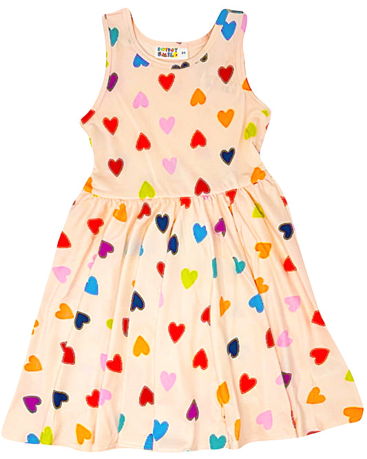 Pink Rainbow Hearts Tank Dress