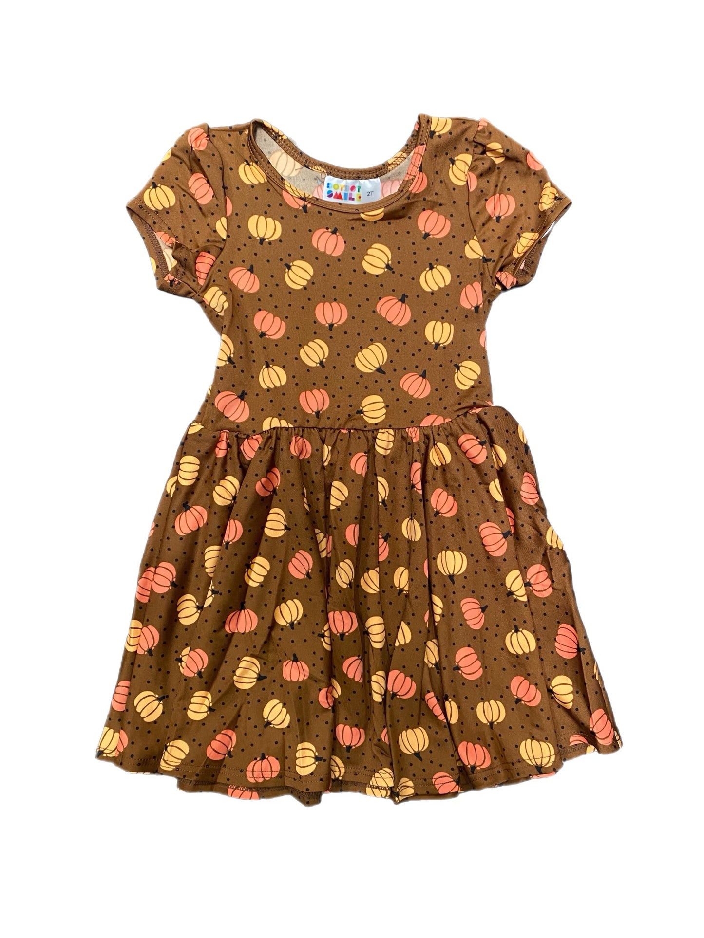 Brown Pumpkins Cap Dress