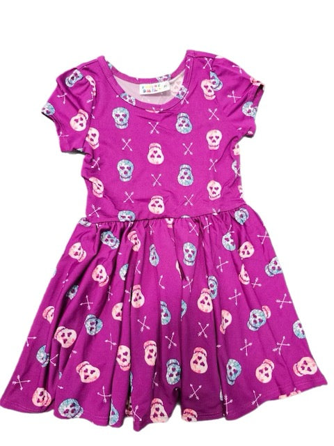 PURPLE SKULLS & ARROWS CAP DRESS