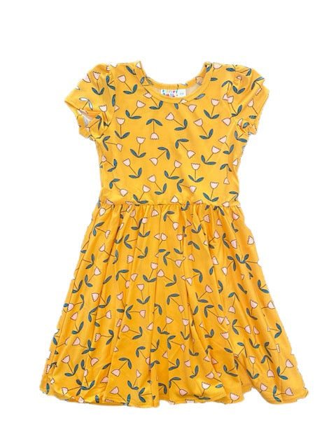 Yellow Tulips Cap Dress
