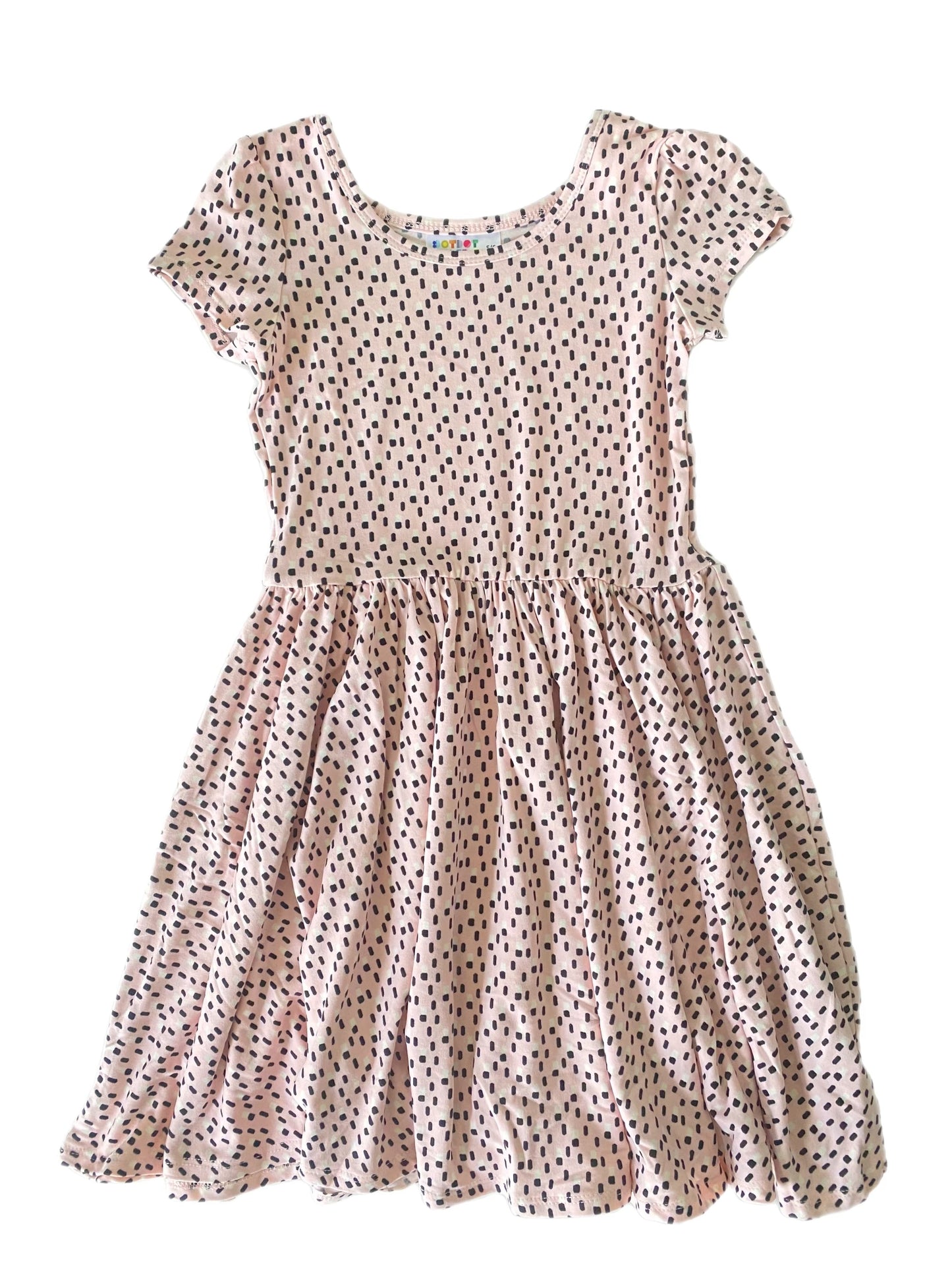 Pink with Black & White Dots Cap Dress