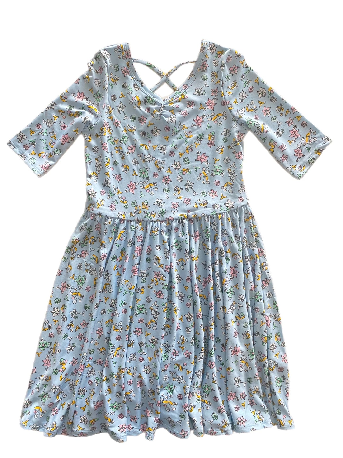 Sky Blue Floral Ballerina Dress