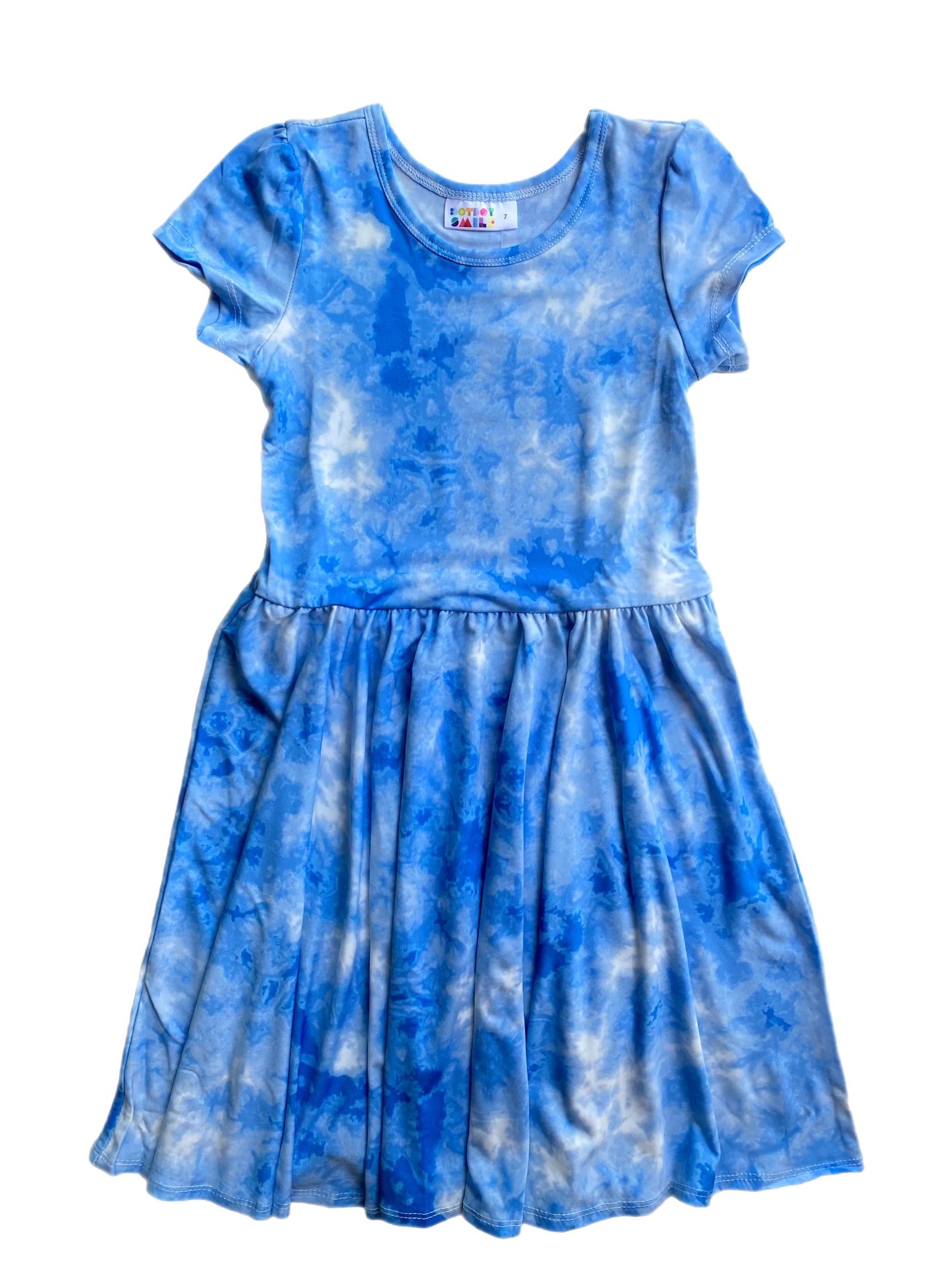 Blue Tie Dye Cap Dress