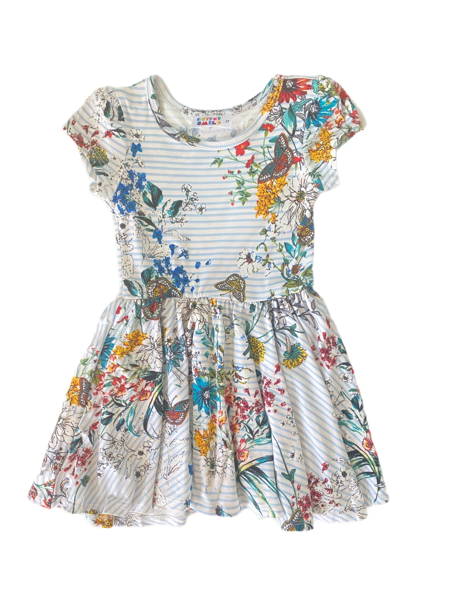 Multi-colored Floral Cap Dress