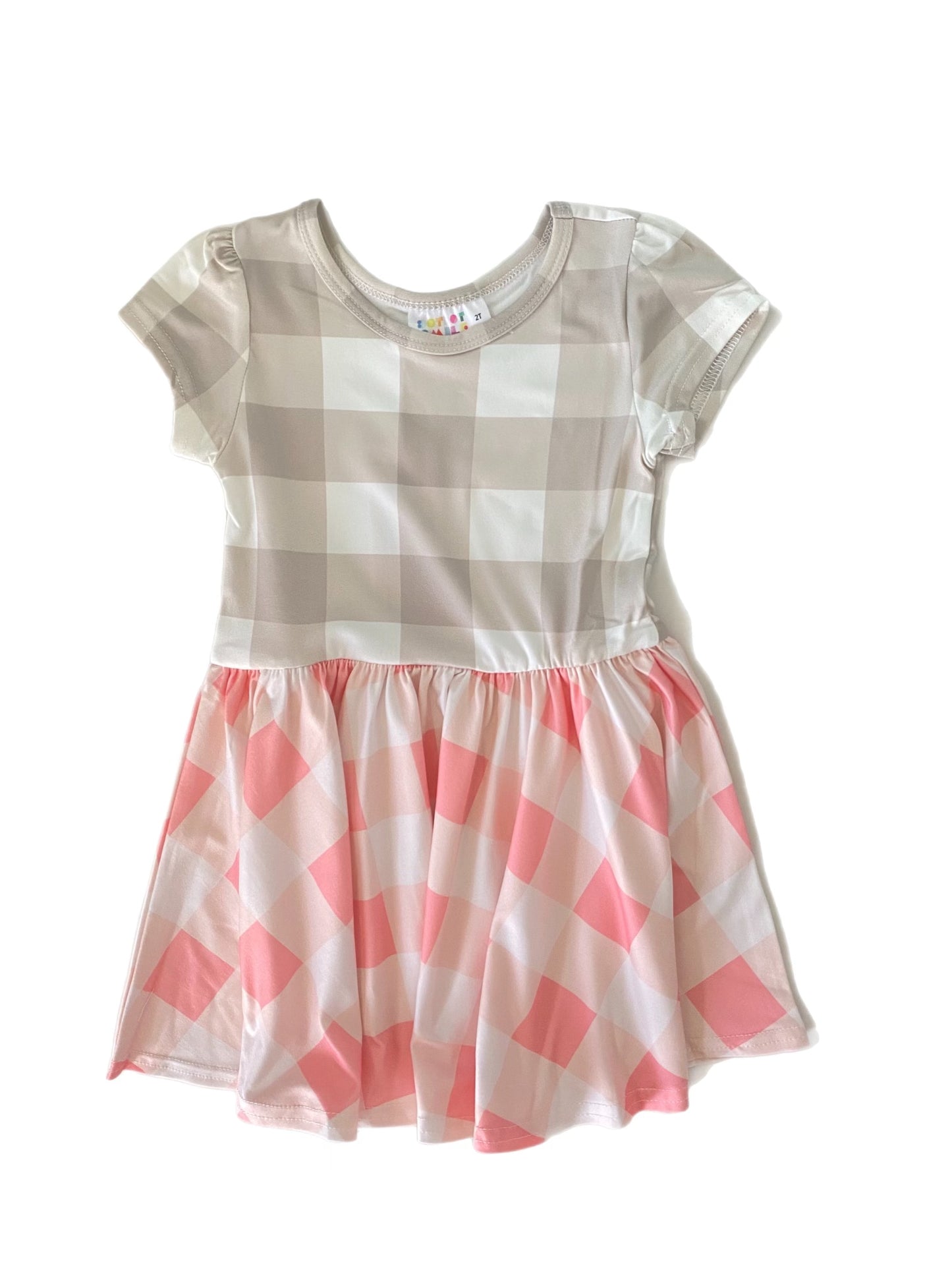 Pretty Pink Plaid Cap Dress