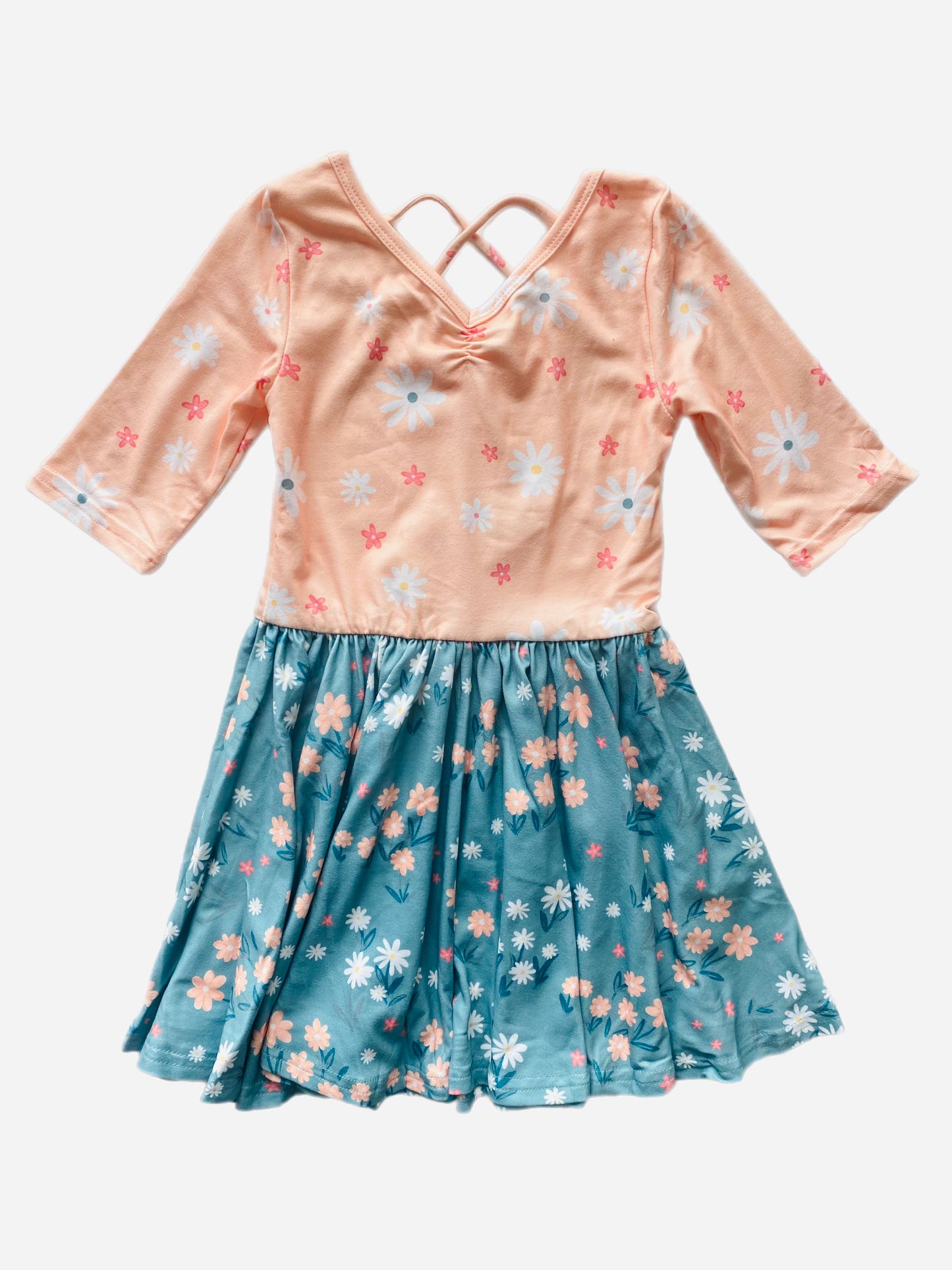Peach & Turquoise Flowers Ballerina