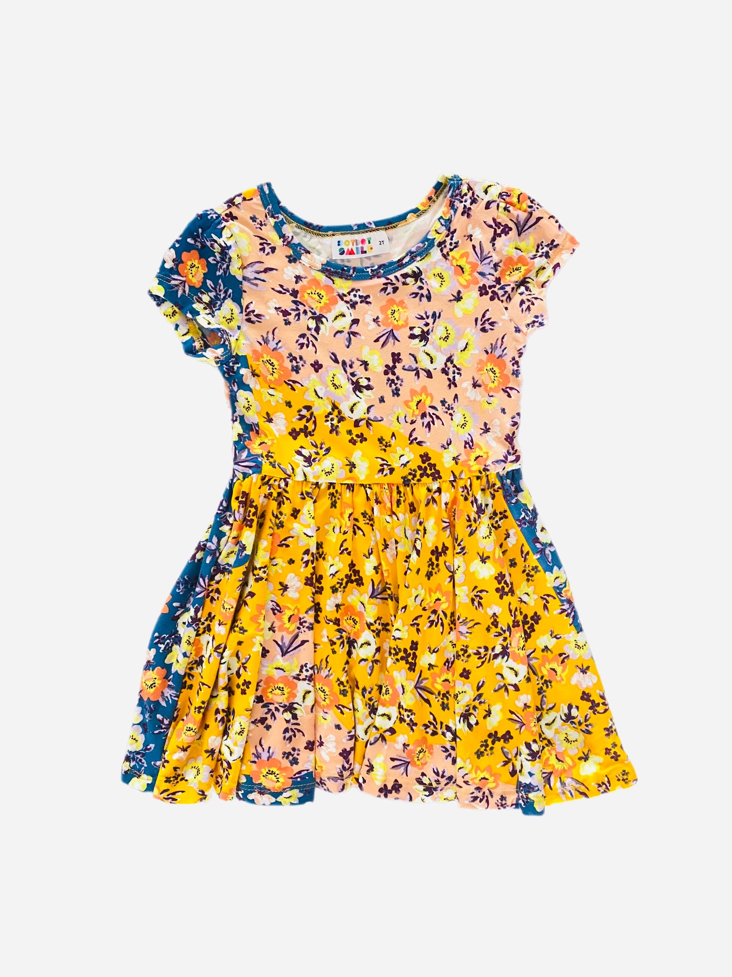 Multi Colored Floral Cap Dress