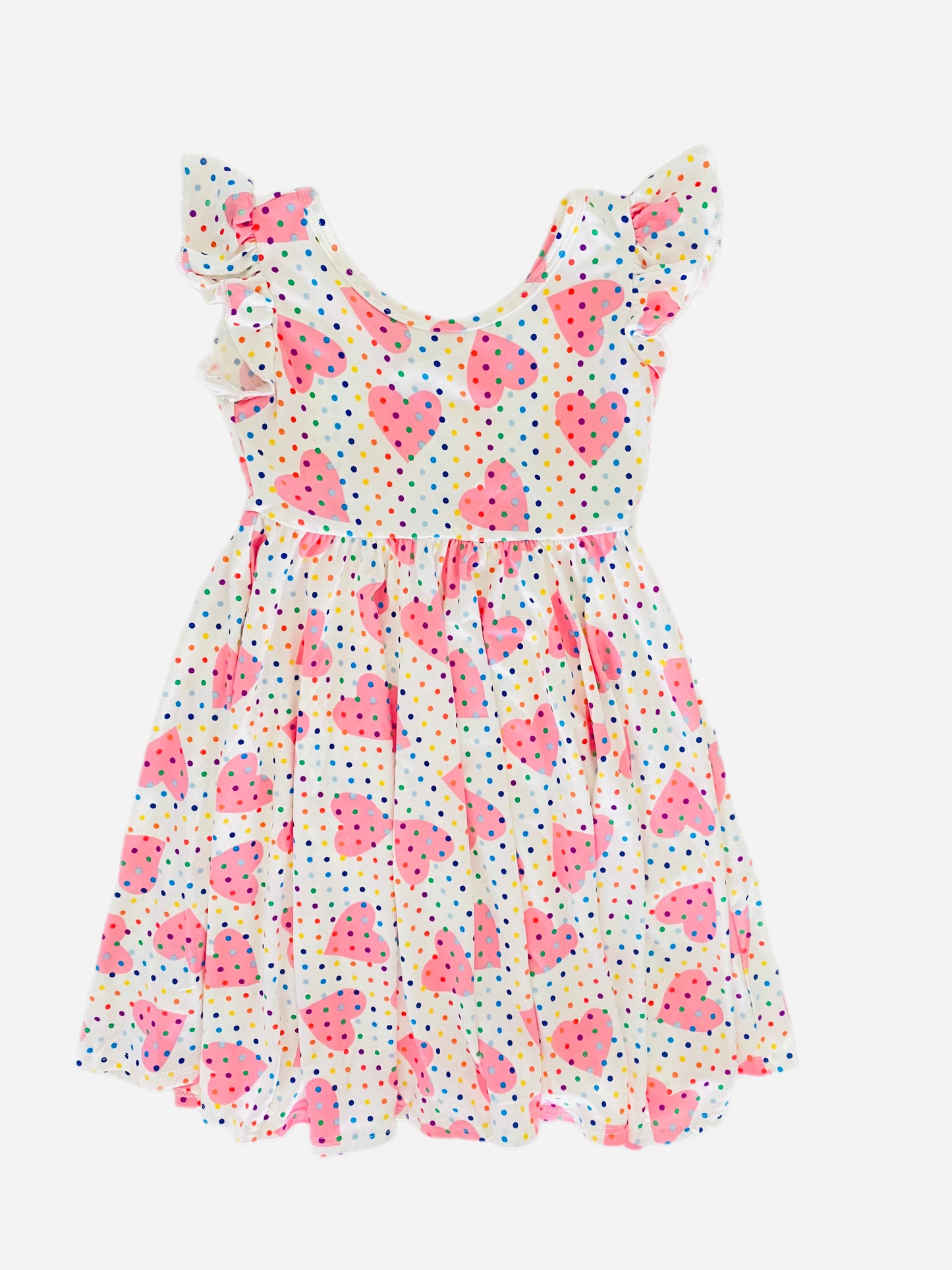 Pink Polka Dot Hearts Empire Dress