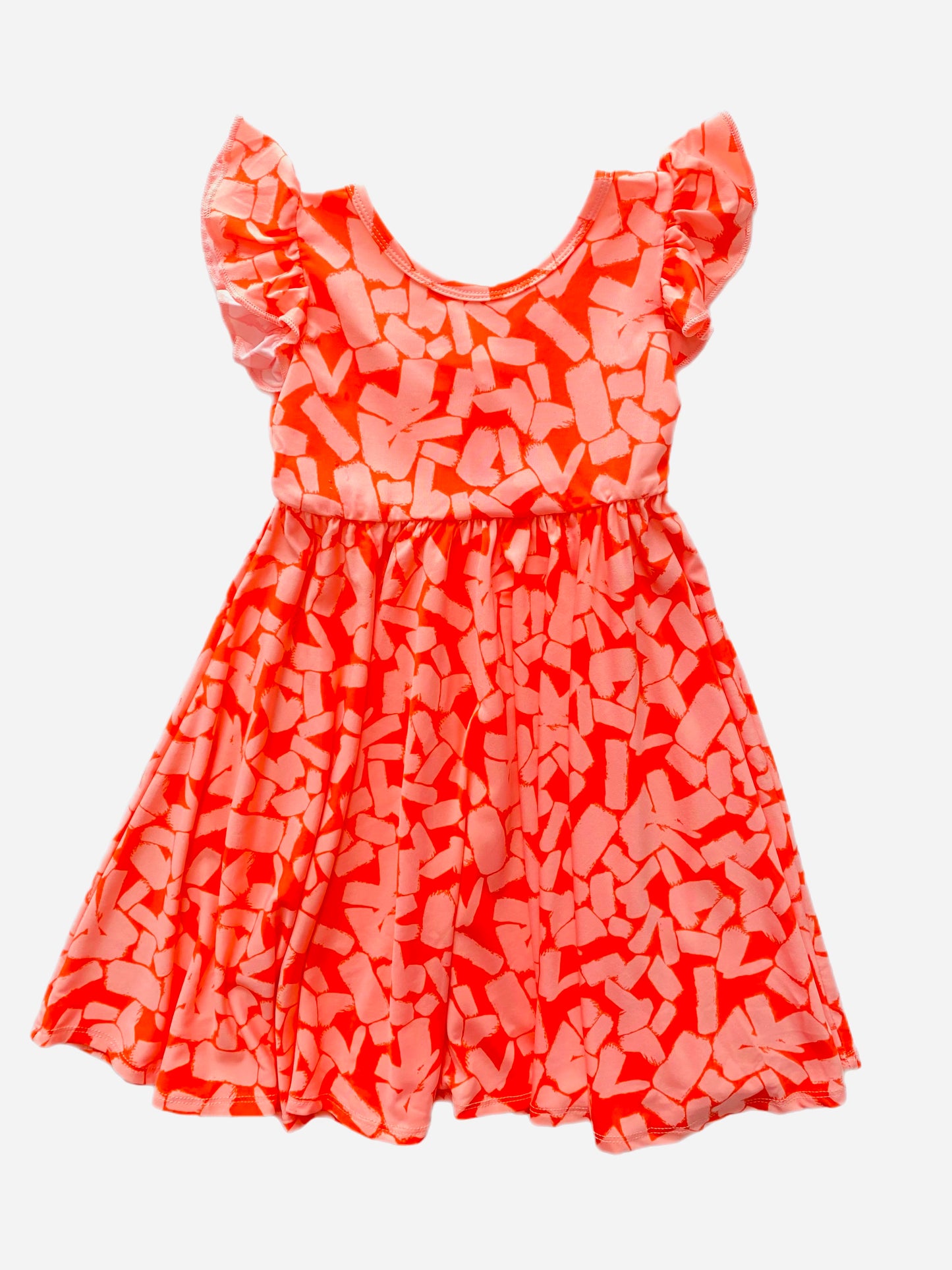 Red & Pink Art Canvas Empire Dress