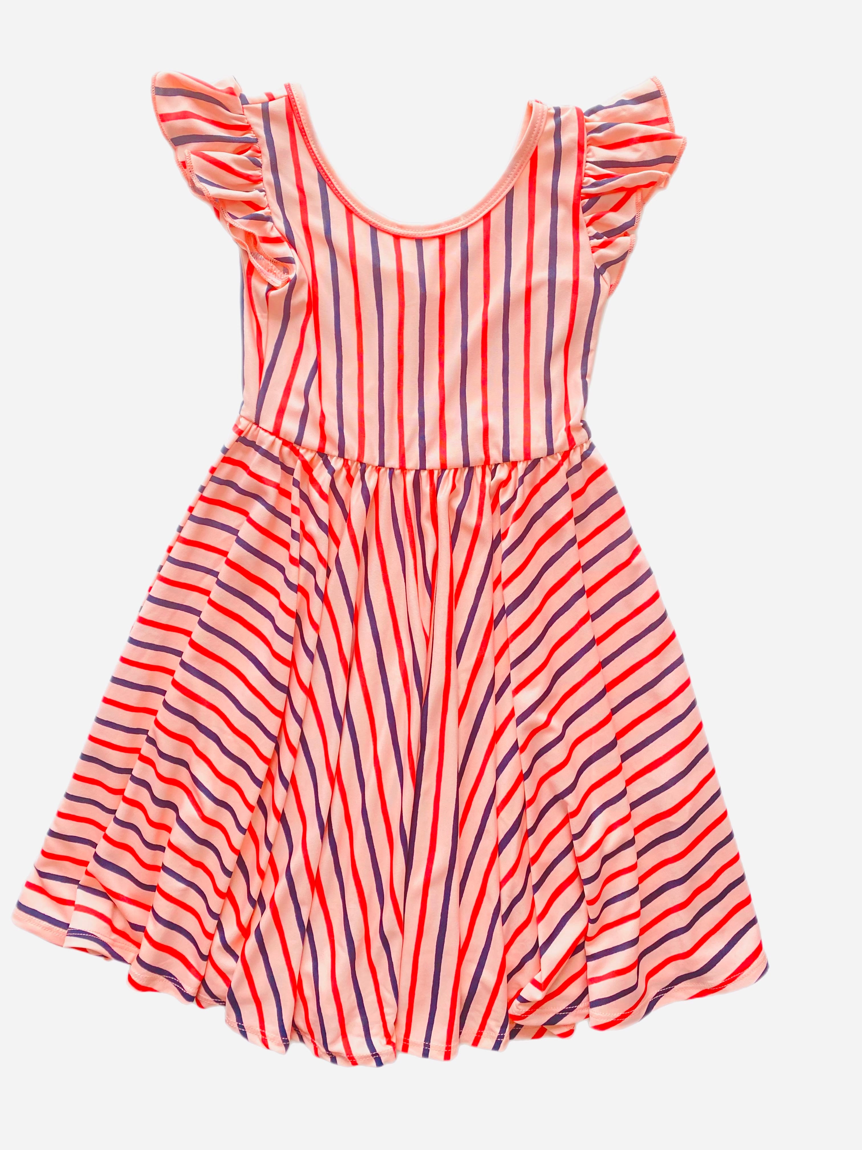 Purple and Red Striped Empire Dress DotDotSmile