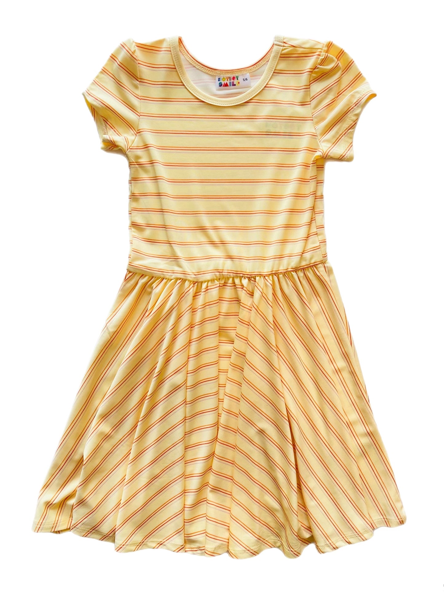 Yellow Paint Striped Cap Dress