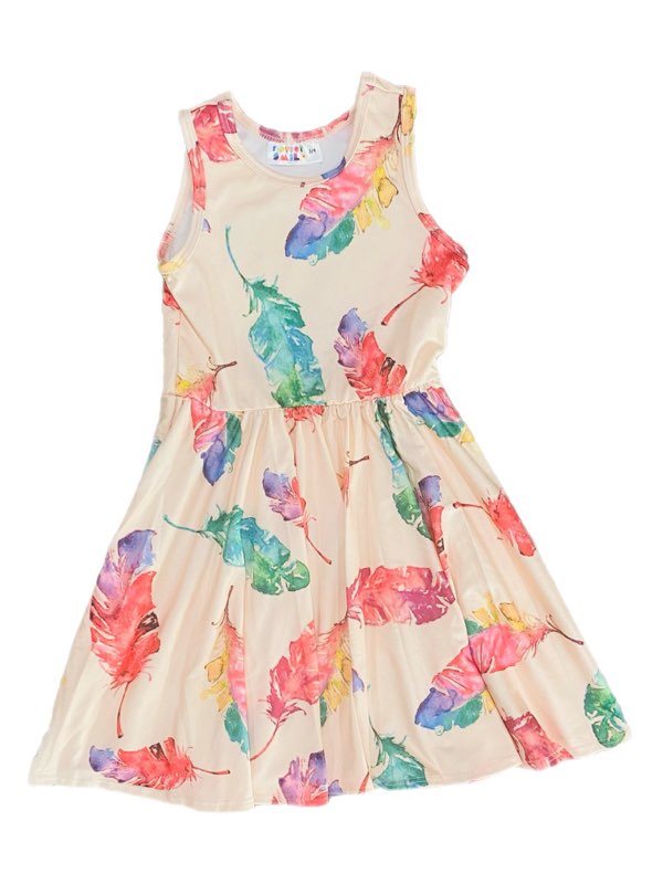 Light Peach Feathers Tank Dress