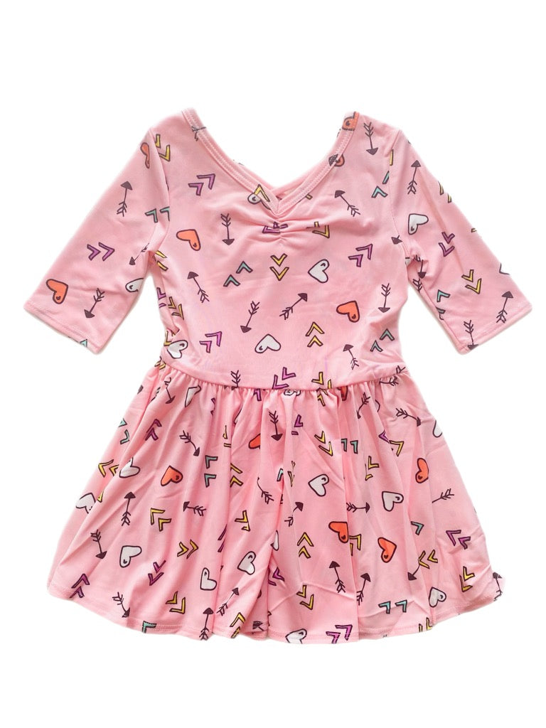 Pink Hearts and Arrows Ballerina Dress