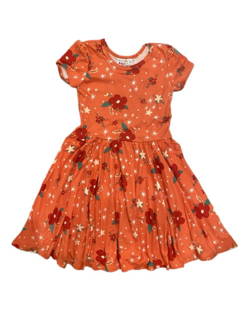 Orange Poinsettia Cap Dress