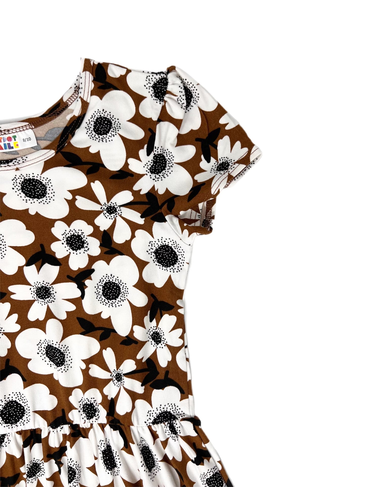Brown Flowers Cap Dress