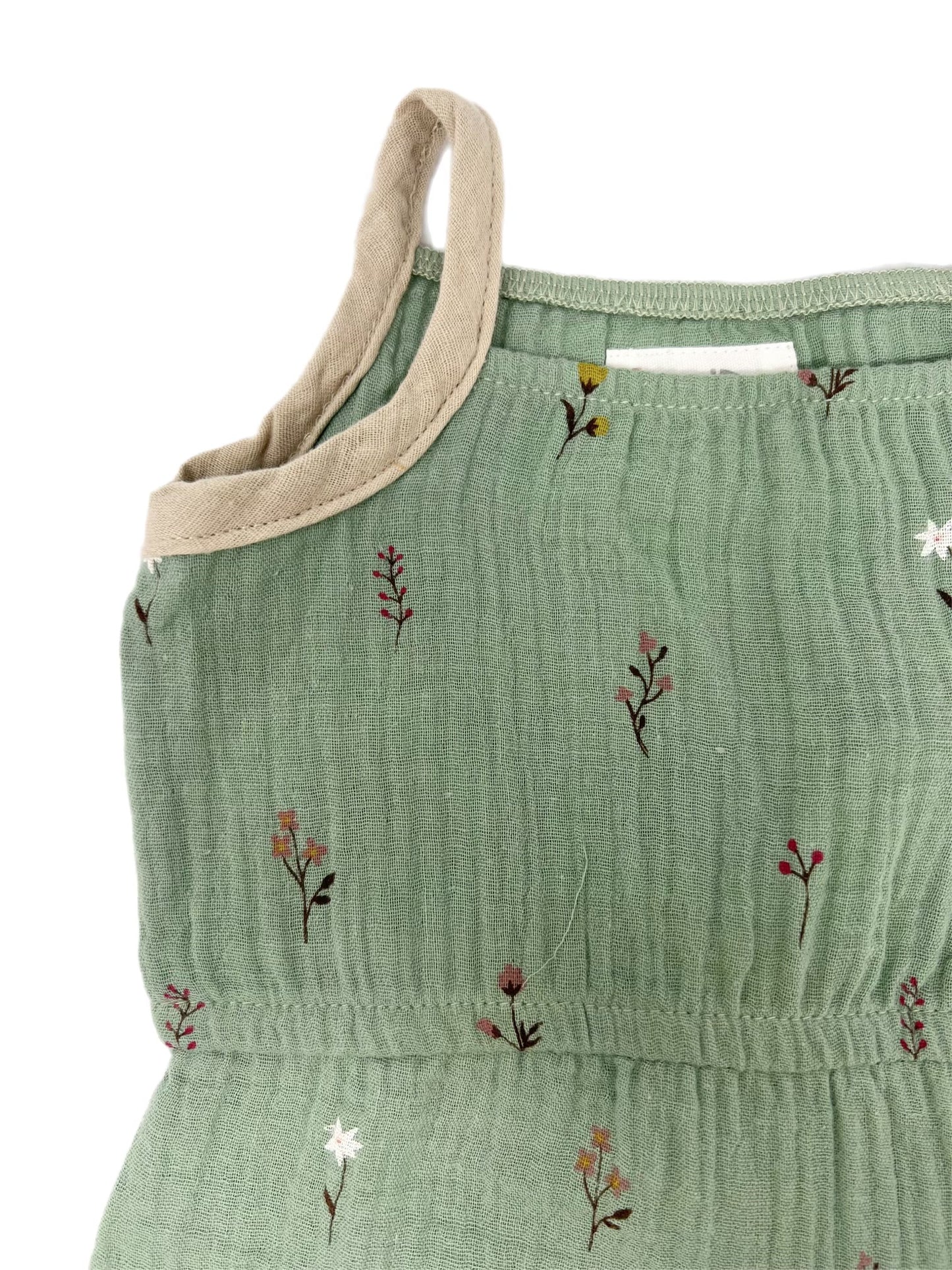 Picking Flowers Green Tank Romper