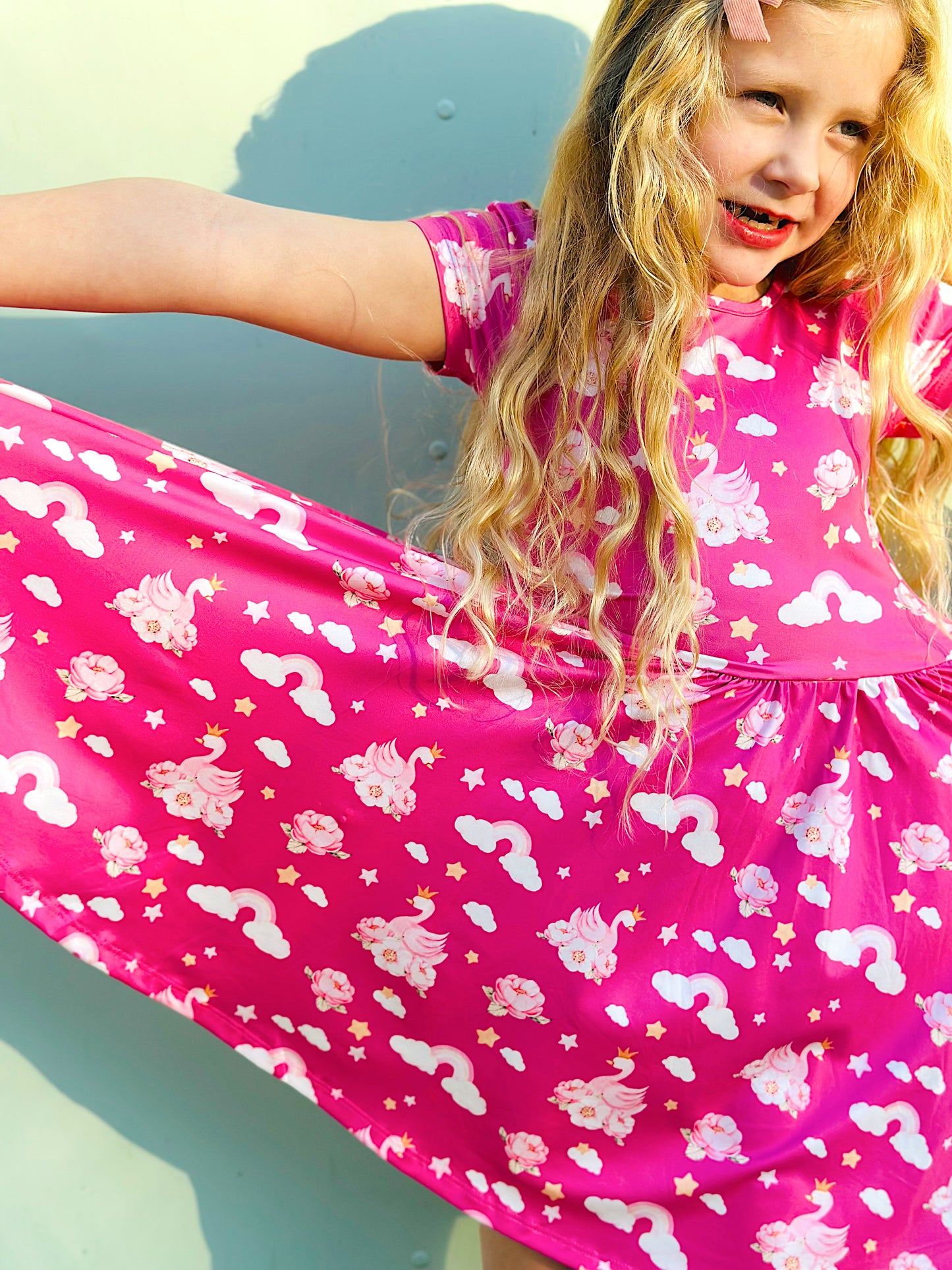 Swan Princess Skies Pink Cap Dress