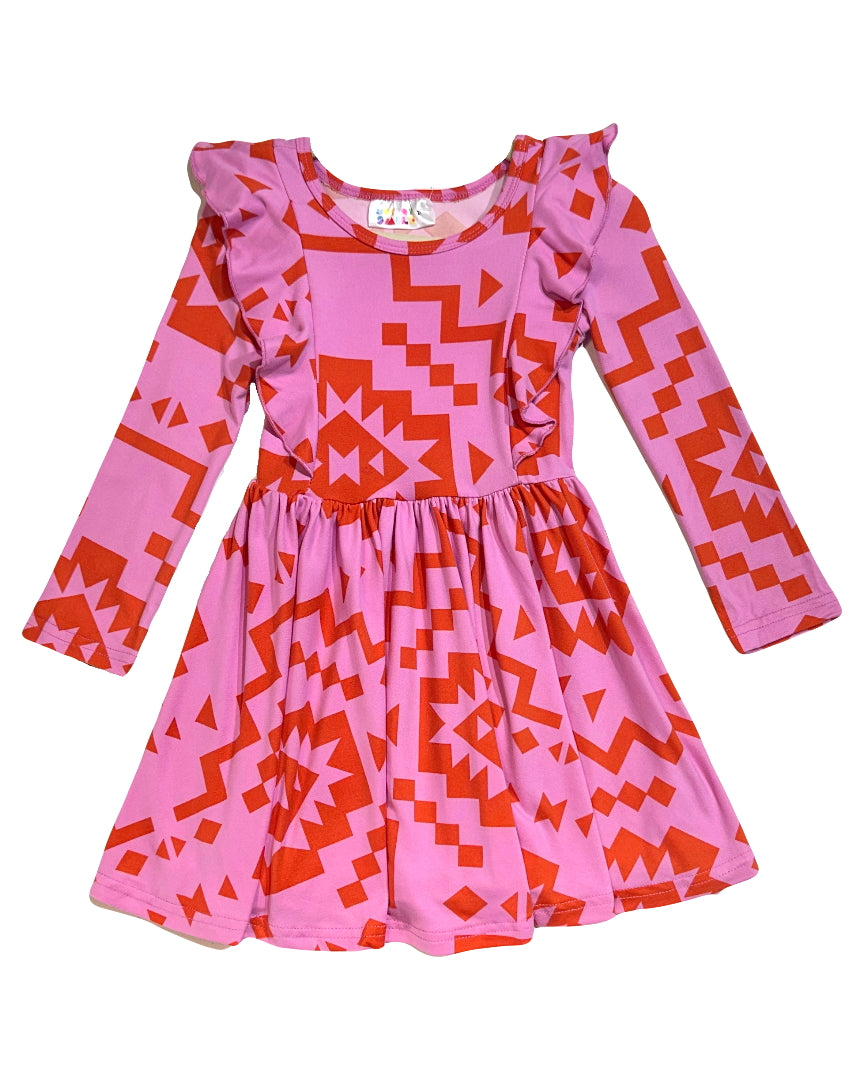 Rhombus Pink Ruffle Dress ππΊ