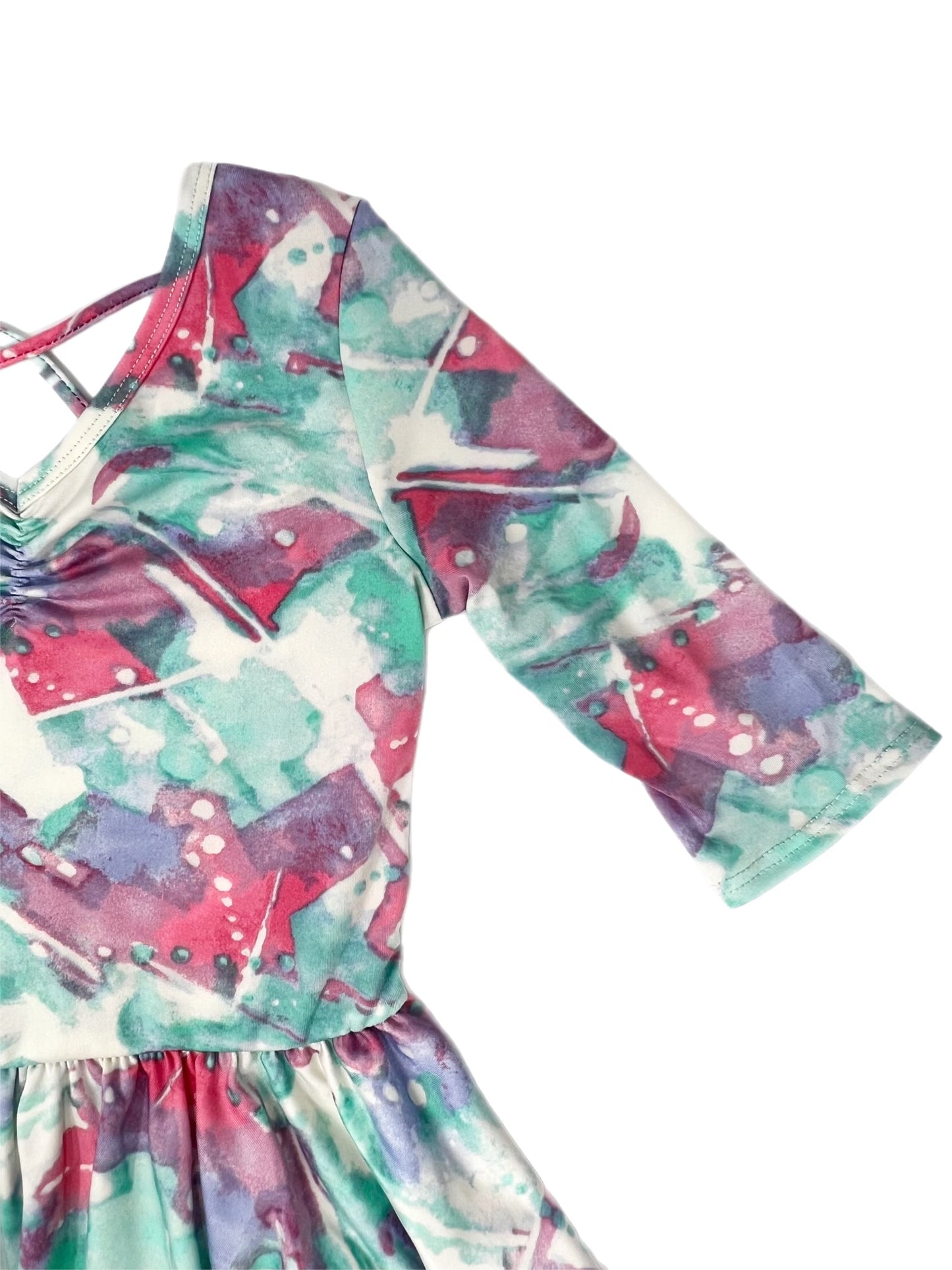 Teal & Pink Paint Ballerina Dress