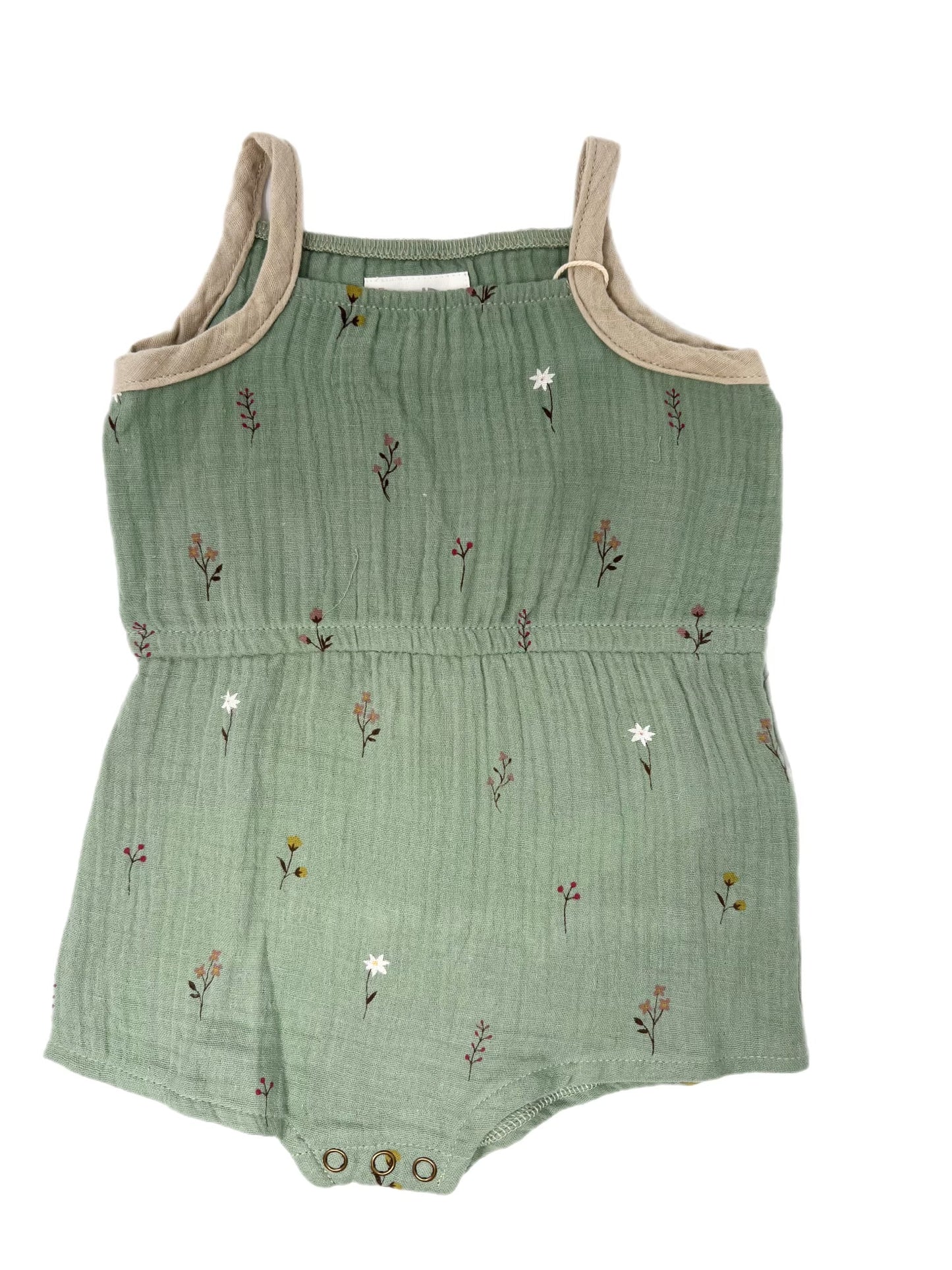 Picking Flowers Green Tank Romper