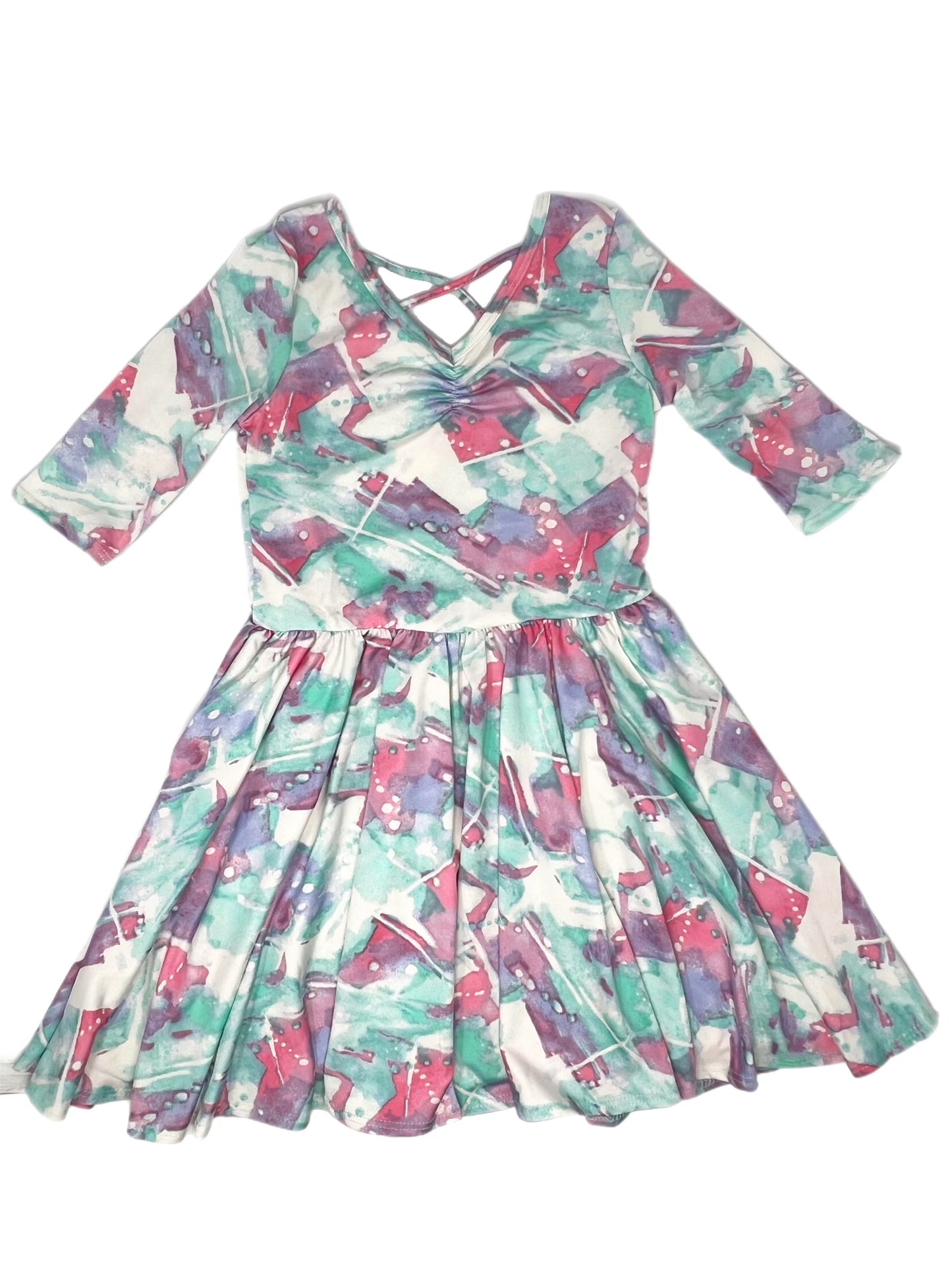 Teal & Pink Paint Ballerina Dress