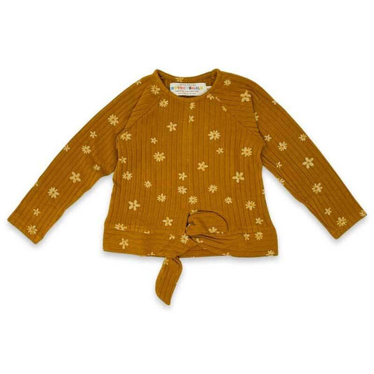 Terracotta Daisy Ribbed Top