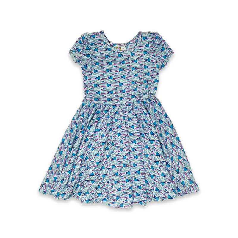 Blue Purple Triangles Cap Dress