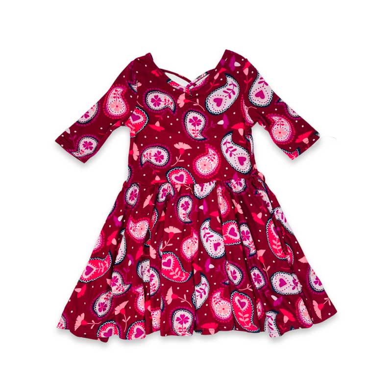 Burgundy Paisley Magic Ballerina Dress