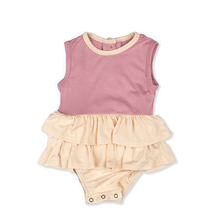 Mauve and Cream Contrast Dress