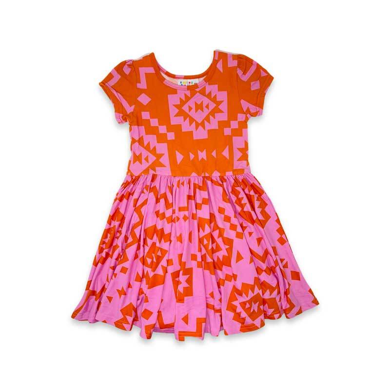 Rhombus Red and Pink Cap Dress