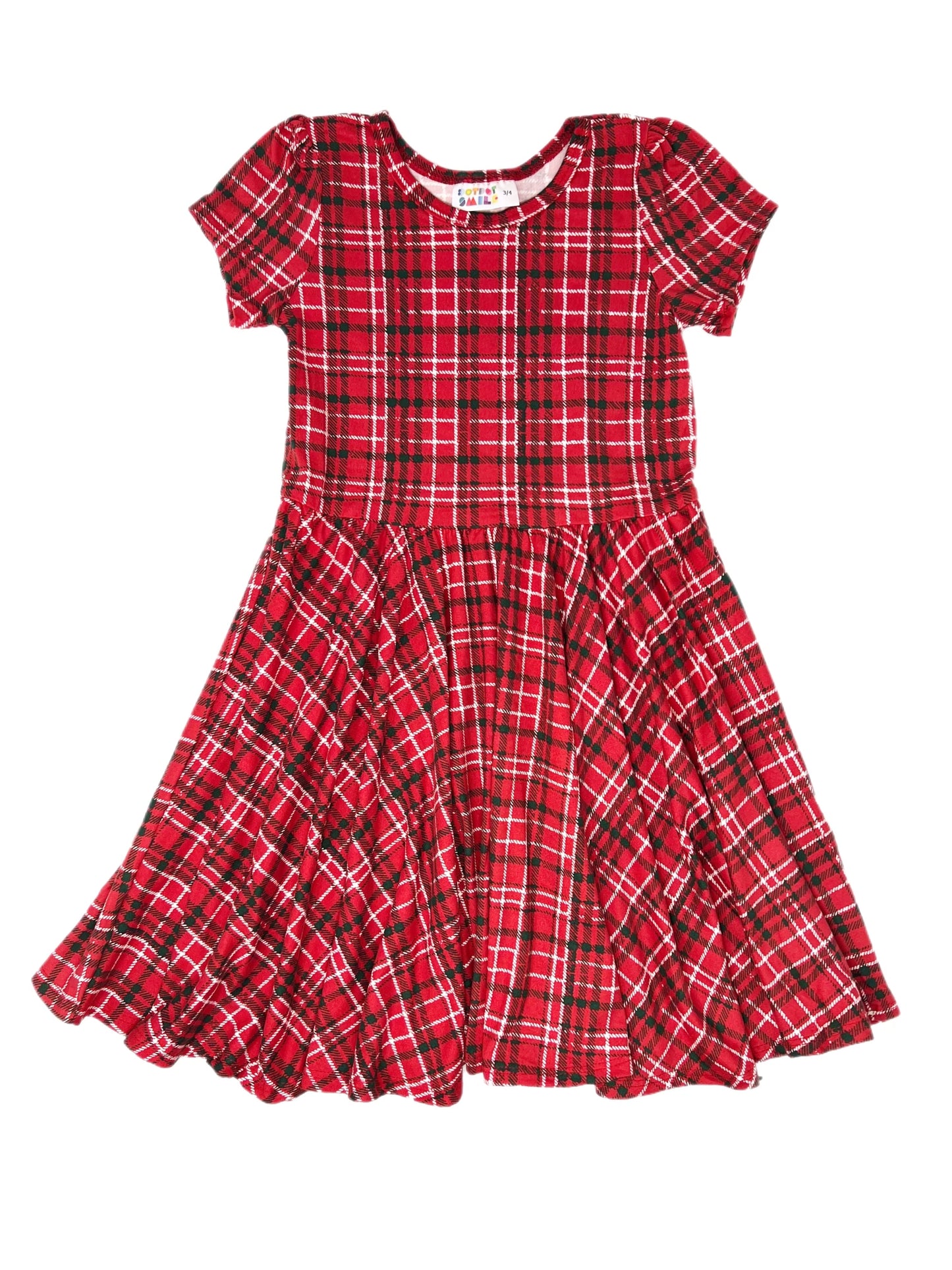 Christmas Plaid Cap Dress