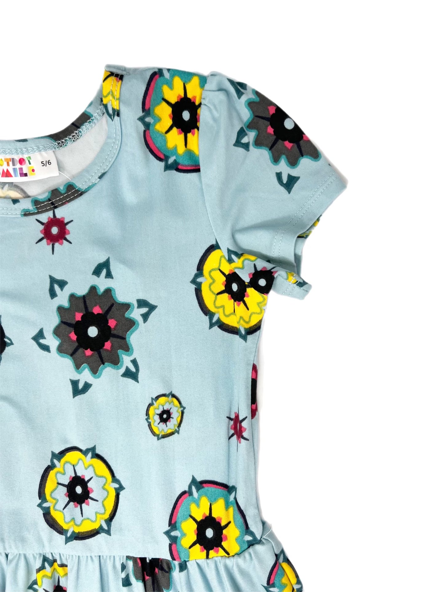 Geometric Flowers Cap Dress