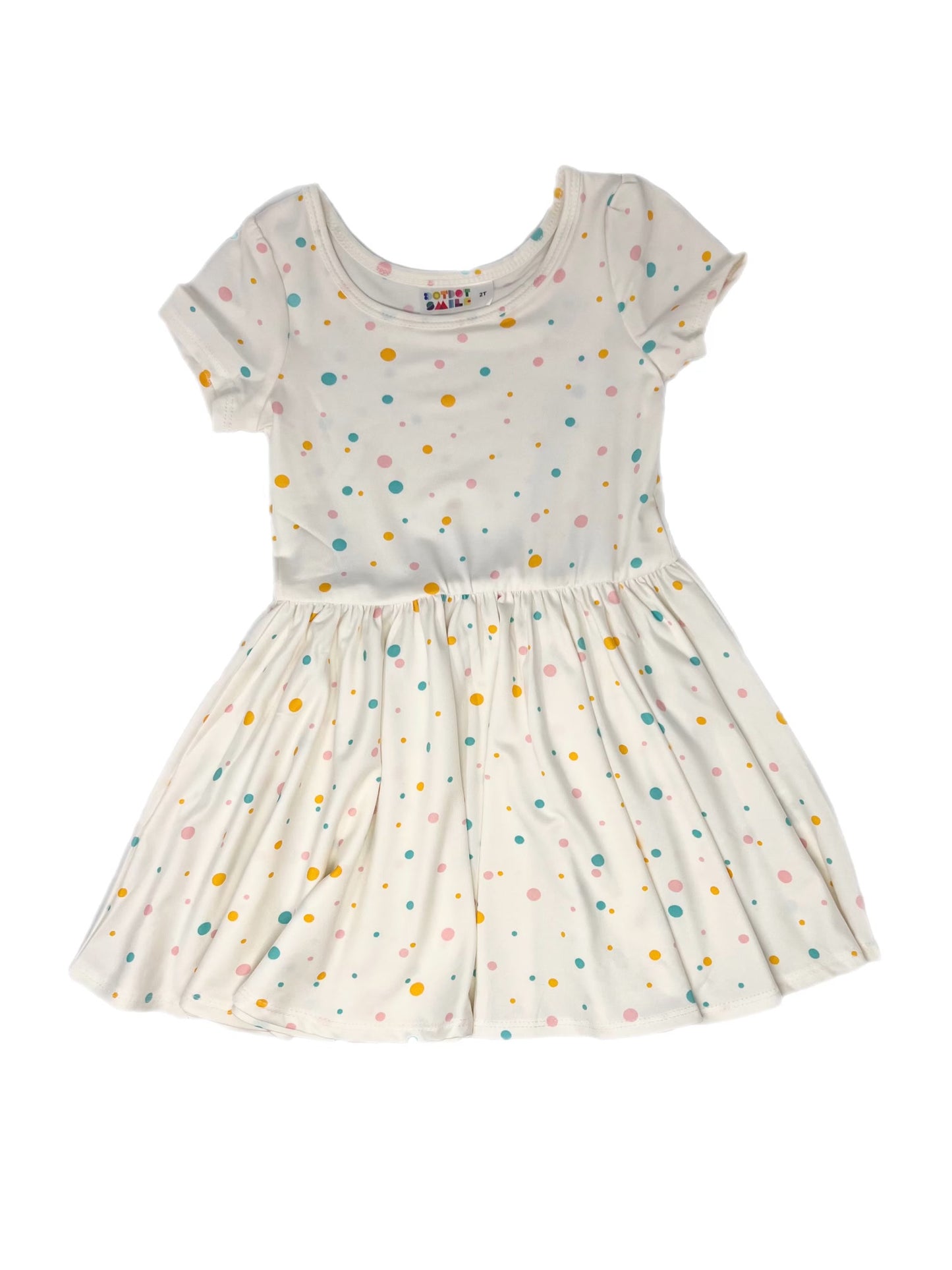 Pink & Turquoise Dots Cap Dress