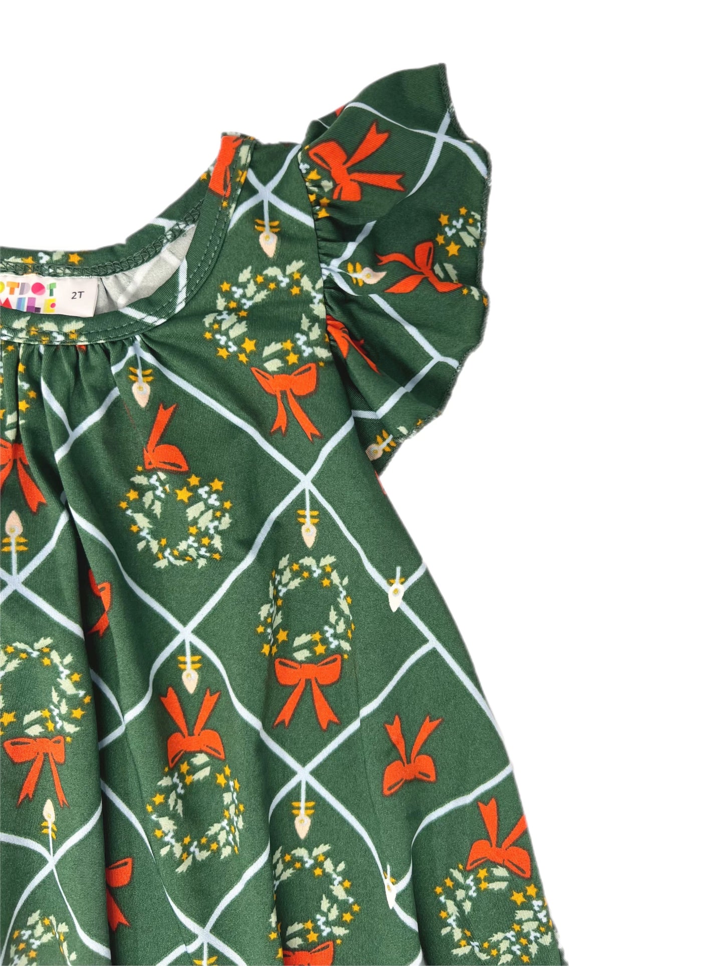 Red Ribbon Wreath Swing Dress