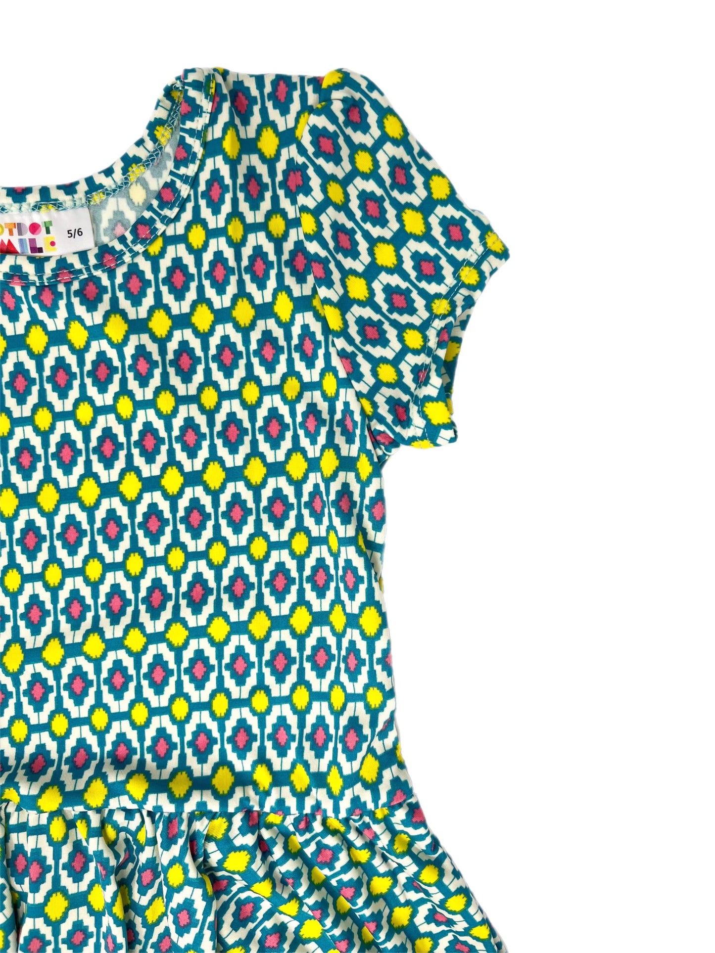 Yellow & Green Geo Cap Dress