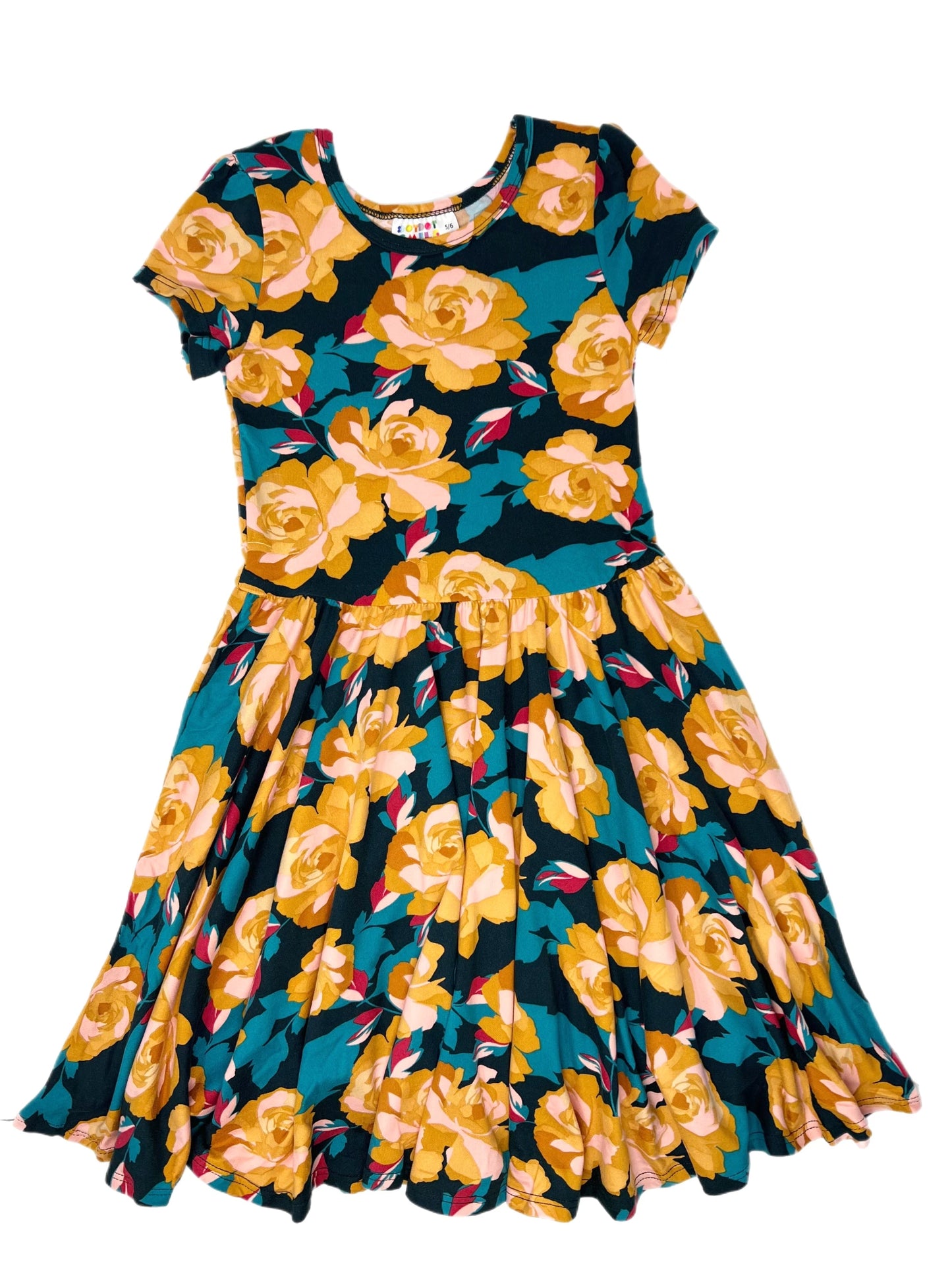 Golden Roses Cap Dress