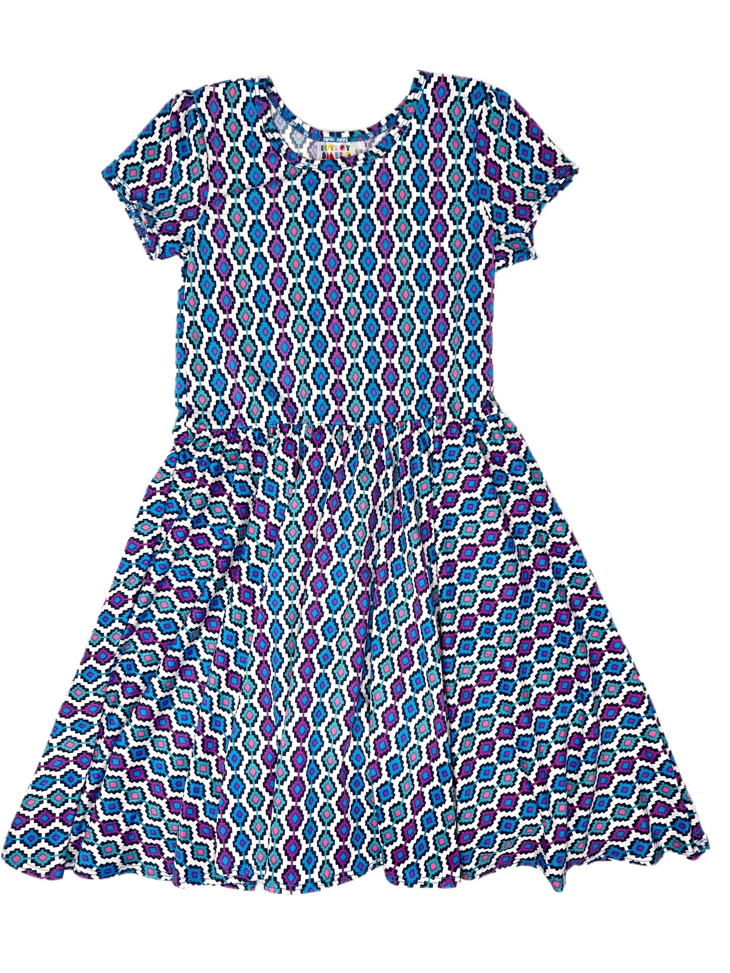 🔵 Blue & 🟣 Purple Craze Cap Dress