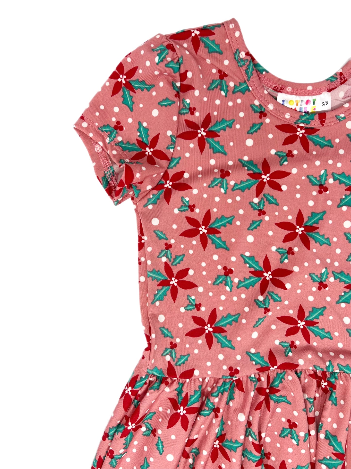 Pink Poinsettia Cap Dress