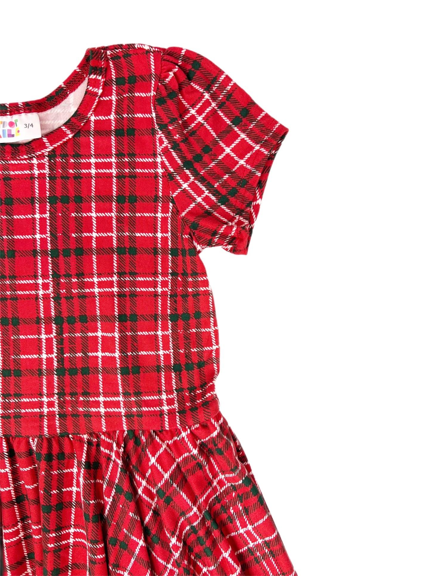 Christmas Plaid Cap Dress