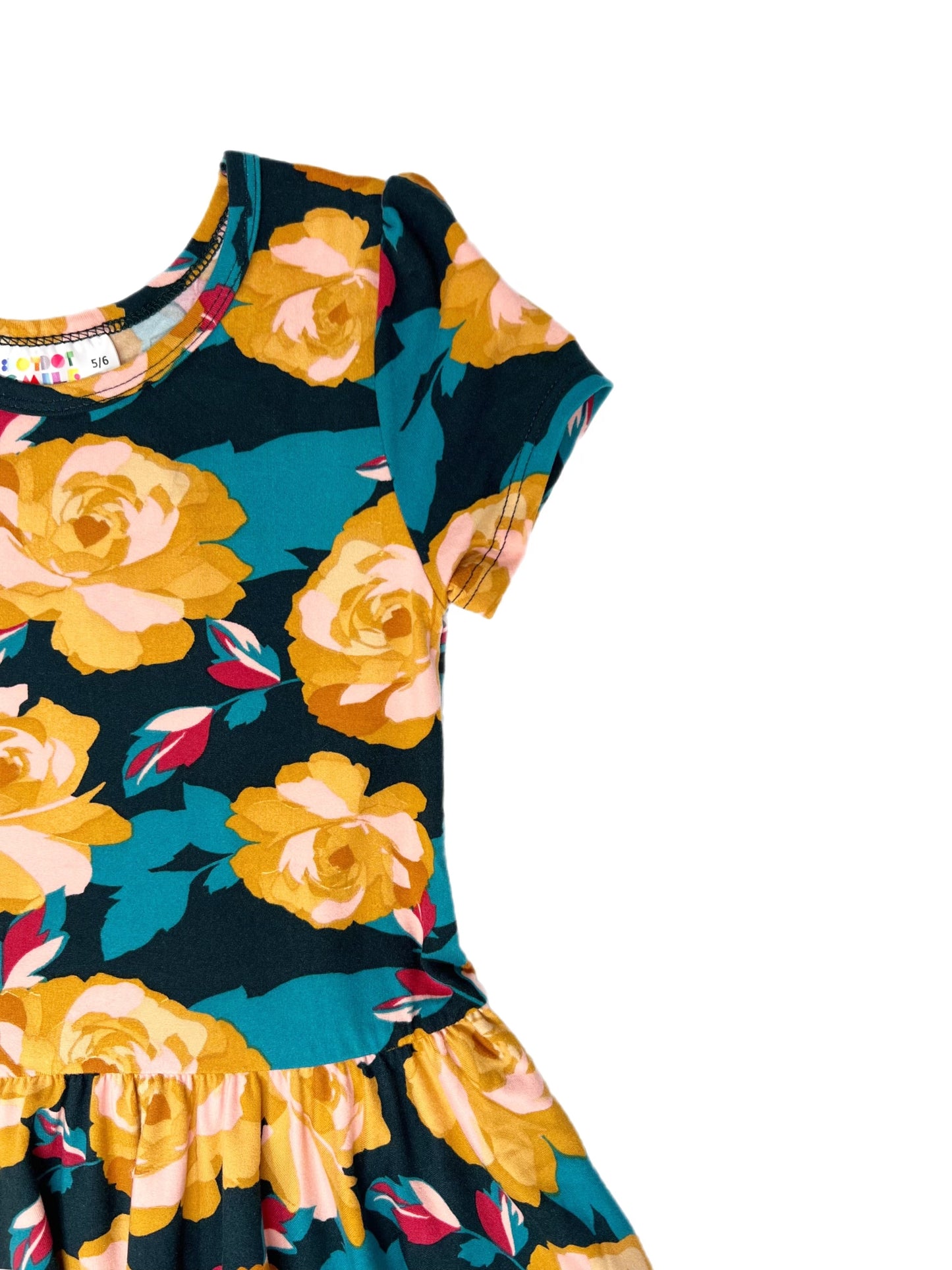 Golden Roses Cap Dress