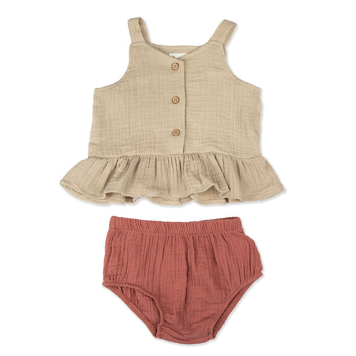 Tan and Rose Two-Piece Set