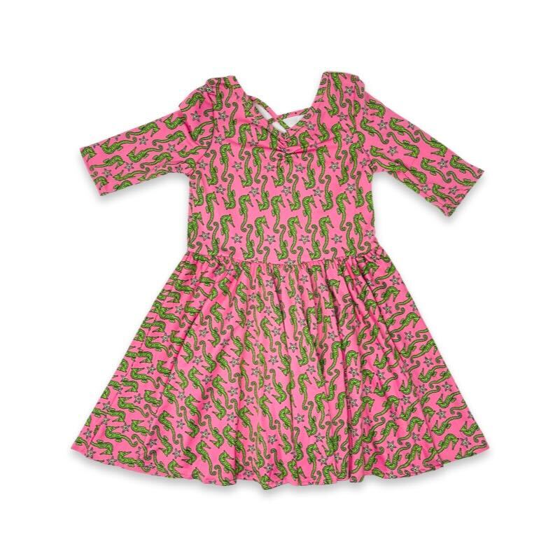 Pink Green Seahorse Ballerina Dress